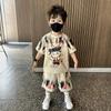 Nata Roupa de Verão para Meninos 2025 Novo Estilo Bebê Bonito Verão Moda Infantil Roupas de Manga Curta e Shorts
