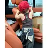 Camiseta Chaleco de Verano de Manga Corta para Niños 2026 Nuevo Elegante de Moda Color Bloqueado en Hombro Tirantes Camisola Interior