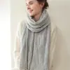 Bufanda de punto 100% cachemira pura para mujer, cálida y resistente al frío, simple y versátil, adecuada para actividades al aire libre y ciclismo, bufanda de color liso