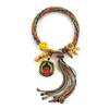 Cuerda de Mano Tibetana Thangka Cuerda de Algodón Enrollada a Mano Pulsera Trenzada Ojo del Dios de la Riqueza de Cinco Vías Zakiram Tara Verde Perla Thangka