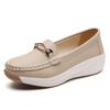 Zapatos de plataforma de primavera para mujer, planos, de una sola capa, informales, sin cordones, de talla grande, con diseño de guisantes, tipo muffin, para mamá.