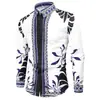 Camisa Masculina Europeia e Americana Transfronteiriça Nova Primavera e Outono Estilo Palácio Impressão Digital 3D Tendência Manga Longa