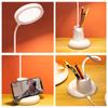 Lámpara de Escritorio LED con Protección Ocular con Portalápices, Almacenamiento, Soporte para Teléfono Móvil, Recargable y Enchufable, Regulable para Estudio de Estudiantes Universitarios, Dormitorio