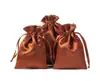 Bolsa de Cetim com Cordão Transfronteiriça com Toque de Luxo, Imitação de Joia Cetim de Seda Armazenamento de Peruca Bolsa de Cetim com Cordão