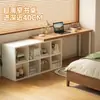 Escritorio estrecho de pared para estudiantes, escritorio de escritura para estudio en casa con estantería integrada, escritorio pequeño para computadora, mesa larga para dormitorio o mesita de noche