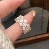 Anel Assimétrico em Prata Esterlina S925 com Renda Vazada e Diamante Luxo Acessível Design de Nicho Moda de Alto Padrão Anel Aberto