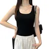 Camisola sin mangas negra con cuello en U, tirantes cruzados en la espalda, almohadilla en el pecho, para mujer, primavera y verano, que cubre el busto, corte ajustado, espalda bonita, top interior, moderno