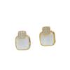 Pendientes geométricos con microincrustaciones de circonita y costuras cuadradas, elegantes y sencillos, con aguja de plata s925, combinables con todo, de alta calidad.