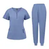 Ropa de Trabajo de Salón de Belleza para Mujer Ropa para Lavar Manos de Quirófano Ropa para Lavar Ropa Manga Corta Doctor Traje Elástico de Fregado Comercio Exterior