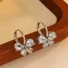 Pendientes de Aro de Cristal Estilo Coreano Ecológicos Gama Alta Sencillos Dulces Versátiles de Moda Tendencia Venta al por Mayor