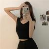 Camisola de algodón de copa fija estilo coreano con almohadilla para el pecho, pecho envuelto, sin mangas, prenda exterior corta, top interior de tubo para mujer