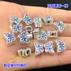 S999 Plata de Pie Azul Quemado Pegamento de Gota Perla Mariposa Cuerda Trenzada Ajustable Pulsera Cadena Collar Accesorios Hechos a Mano para DIY