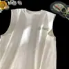 Colete de Seda Gelada Refrescante para Homens, Marca Nova Tendência Verão 2025, Top Camiseta Estilosa Sem Mangas Bordada Estilo Americano