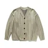 Nanxia Disfarce 2025 Primavera Novo Suéter Cardigan Listrado Estilo Japonês Maillard Retrô Neutro Casual