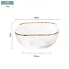 Cuenco de vidrio cuadrado de malla de martillo de Phnom Penh, cuenco para ensalada, cuenco para verduras y frutas, cuenco para verduras mixtas, cuenco transparente creativo de Internet rojo para postre