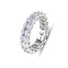 Anillo de Plata de Ley S925 con Forma de Huevo Europeo y Americano Transfronterizo Tachonado de Diamantes, Anillo Ovalado de Moda 4*6 Zircón Huevo de Paloma de Círculo Completo para Mujer