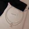 Collar de perlas de mijo para bebé Shijia con colgante de cola de pez de circonita microincrustada, cadena para clavícula redonda de perlas de bulbo pequeño