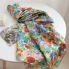 Nuevo Producto de Primavera: Bufanda de Seda Floral Verde para Mujer, Chal Largo de Seda, en Stock para Venta al por Mayor
