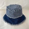 Chapéu de pescador japonês, primavera e verão, lavado, com bordas desfiadas, jeans, combinação completa, feminino, aba grande, proteção solar, rosto, chapéu de sol, chapéu de bacia