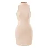 Vestido bodycon sin mangas de cuello alto, puramente seductor y sexy para mujer, adelgazante y favorecedor, azul, realza el cutis, elegante vestido tipo tank para verano
