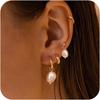 Amazon Pendiente Pequeño de Perla Europea y Americana con Cadena y Aro Set de Pendientes Elegante y de Moda para Niñas Regalo de Fiesta Festivo