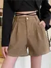 Pantalones Cortos de Pana para Mujer Otoño e Invierno 2023 Cintura Alta Adelgazantes Pierna Ancha Negro Retro Hot Girl Boot Shorts Que Hacen que las Piernas Parezcan Más Largas