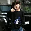 Meninos Crianças Estilo Coreano Algodão Puro Top Primavera Outono Novo Estampa de Desenho Lindo Tendência Camiseta Moda Meninos Camiseta de Manga Longa