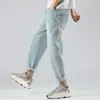 Jeans de moda para jóvenes de primavera y verano, pantalones de 9 puntos nostálgicos con lavado vintage, pantalones tipo harén holgados y versátiles