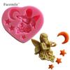 Molde para Hornear Niño Niña Alas de Ángel Molde de Silicona Líquida Plegable Azúcar Chocolate Decoración de Pasteles Molde de Silicona