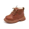 Moda infantil nova de inverno botas curtas britânicas forradas com fleece zíper lateral para meninos botas Martin da moda botas de neve para meninas