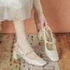 Zapatos Mary Jane para Mujer con Tacones Gruesos Altos, Adecuados para Combinar con Vestidos, Nuevo Modelo de Verano 2026, Elegantes Sandalias de Punta Cerrada para Mujer Estilo Hada