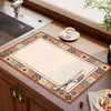 Tapete Drenante de Terra de Diatomáceas de Alta Qualidade Estilo Americano para Bancadas de Cozinha, Tapete Absorvente de Água para Louças, Jogo Americano de Mesa de Jantar Resistente ao Calor e a Manchas