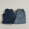 Jeans de Mezclilla Estilo Coreano 2026 Cintura Elástica Otoño e Invierno Jeans de Pierna Ancha Nuevos con Parches para Niñas Pantalones Largos de Pierna Recta con Personalidad