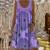 2023 Europeo y Americano AliExpress Amazon WISH Sin Mangas Encaje Plisado Patchwork Estampado Elegante Vestido Mujer