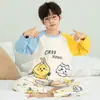 Pijama infantil para primavera e outono, 100% algodão, de manga comprida, para crianças e adolescentes, roupa de casa para meninos, novo modelo outono 2026