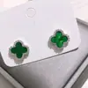 Pendientes Elegantes de Plata de Ley S925 Pendientes de Alta Calidad para el Trabajo Elegantes Sencillos Versátiles Pendientes de Trébol de Cuatro Hojas para Mujer