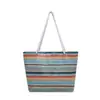 Bolso de Hombro Rayado de Paja de Gran Capacidad 2026 Verano Nuevo Moda Bloqueo de Color Moderno Simple Versátil