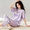 Pijama para mujer Tallas M-5XL, de manga corta, pantalón corto, verano, corte holgado, talla grande, conjunto casual para estar en casa, para mujeres de mediana edad y mayores, adecuado para usar tanto en interiores como en exteriores