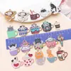 Colgante de Taza de Gato de Dibujos Animados Esmaltado de Aleación Encanto para Taza de Café Pendiente DIY Llavero Accesorios de Joyería