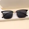 Gafas de Sol Cuadradas de Media Montura Moda Europea y Americana Unisex Metal de Alta Gama Retro Gafas de Sol Transfronterizas de Caballero