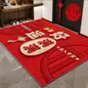 Alfombra de Piso de Terciopelo de Cristal Roja para Año Nuevo para Puerta de Entrada, Resistente a Manchas y Lavable, Adecuada para Vestíbulo y Área de Cambio de Zapatos