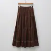 Falda de pastel vintage estilo coreano de terciopelo con encaje calado, patchwork de tres capas para mujer, otoño e invierno, de cintura alta, adelgazante, línea A