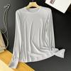 Camiseta Fina de Manga Larga para Mujer con Costillas de Tul Ligera Transpirable Ajustada para Base Cuello Redondo 462128