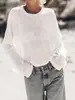 Camiseta Sexy de Renda Transparente de Manga Longa Estilo Europeu e Americano, Cobertura da Marca Trendy de Alta Qualidade com Proteção Solar, Caimento Solto, Top Interno Emagrecedor