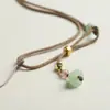 Elegante Colgante Cuerda DIY Tejido a Mano Asimétrico Colgante Pequeño Loto Dosel Esmaltado Cuerda de Cuello Nueva Cuerda de Collar
