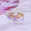 Novo Conjunto de Anel Aberto Estilo Chinês Esmalte Flor Gota de Óleo Combinação Acessível de Luxo Medieval Design de Nicho de Ponta