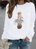 2025 Exportación Europeo y Americano Nuevo Exportación Gatito Animal Europeo y Americano Estampado Cuello Redondo Sudadera Suelta Casual Top