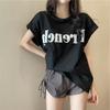 Camiseta de manga corta retro americana para mujer, verano 2023, nuevo diseño de celebridades en línea, estilo nicho, top holgado y elegante.