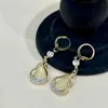 Pendientes colgantes de cristal geométrico con incrustaciones de diamantes de alta clase, pendientes de temperamento de lujo discreto para afinar el rostro, pendientes pendientes
