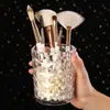 Contenedor de Almacenamiento para Brochas de Maquillaje con Patrón de Diamante Portalápices Soporte para Brochas Organizador de Lápices de Cejas de Escritorio Caja de Almacenamiento para Pinceles de Sombra de Ojos Transparente